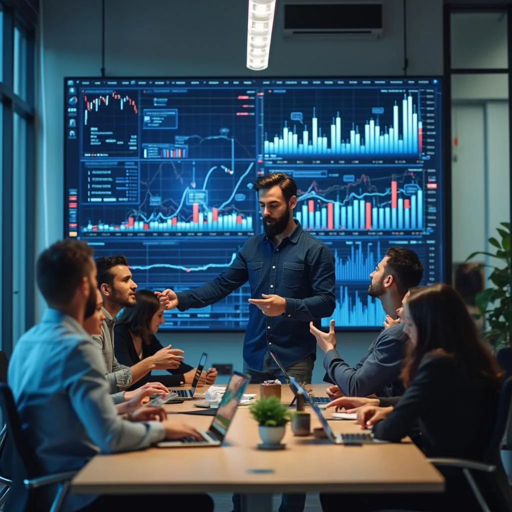 Équipe FinTech IA en réunion stratégique